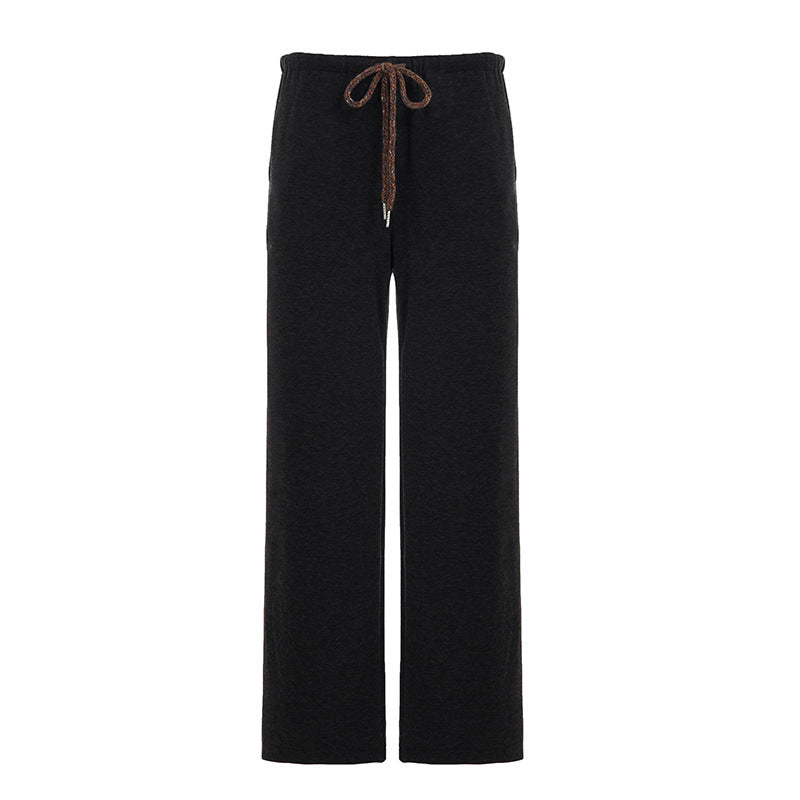 Damen nan weite Highwaist-Loungehose mit Kordelzug und fließendem Palazzoschnitt Drune