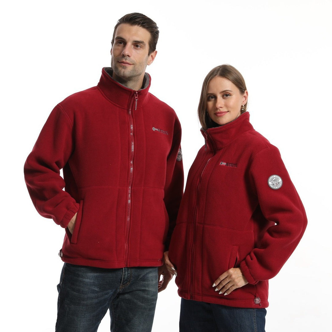Herren Fleece-Outdoorjacke mit Stehkragen durchgehendem Reißverschluss und elastischen Bündchen Drune