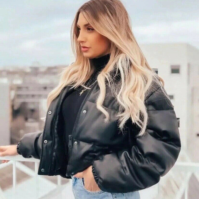 Damen Kunstleder Steppjacke Drune