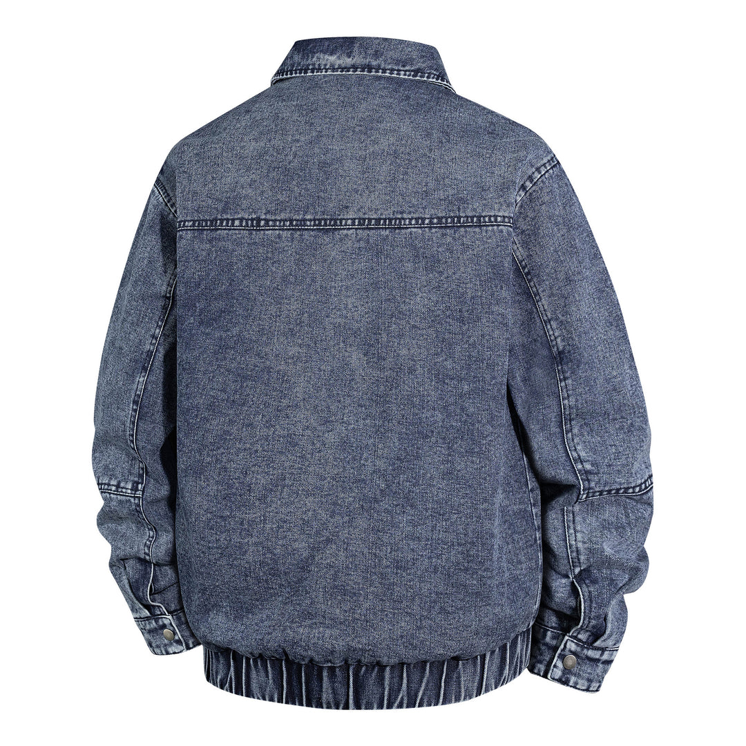 Herren Oversized Vintage-Jeansjacke mit durchgehendem Metallreißverschluss Drune