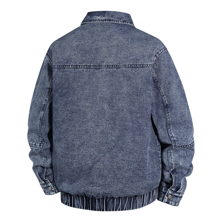 Herren Oversized Vintage-Jeansjacke mit durchgehendem Metallreißverschluss Drune
