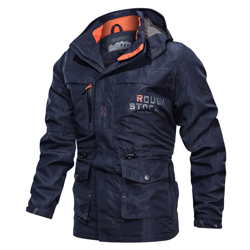 Herren nan robuster Outdoor-Parka mit Kapuze, wasserabweisendem Canvas, verstellbarer Taillierung und multifunktionalen Taschen Drune