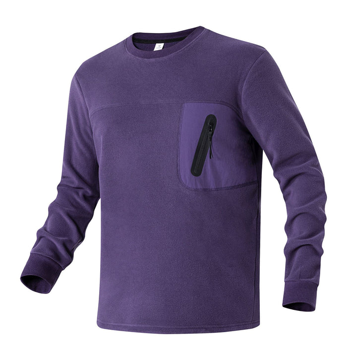 Damen Fleecepullover mit Brustreißverschluss-Tasche und Rundhalsausschnitt Drune