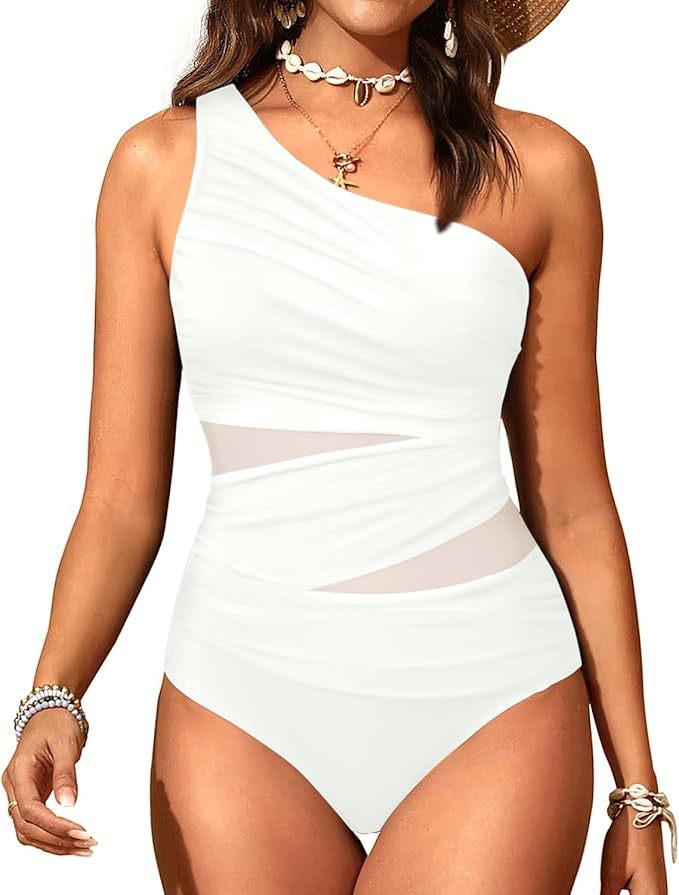 Damen stilvoller Badeanzug mit asymmetrischem Schnitt Drune