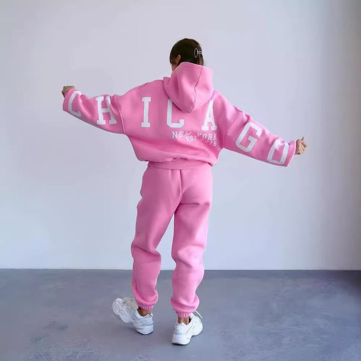 Damen Oversized Kapuzenpullover mit großflächigem Blockprint Drune