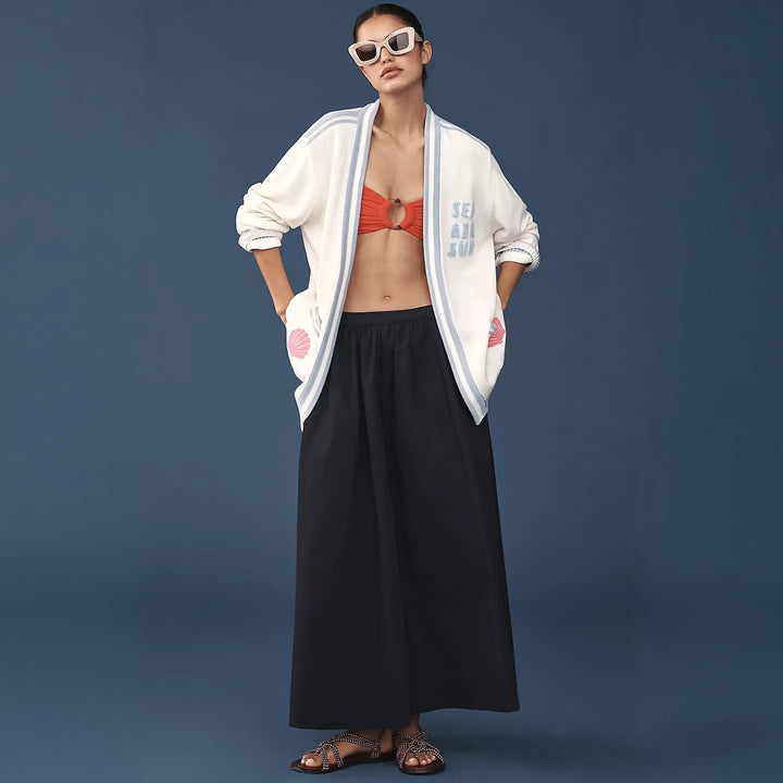 Damen Oversize Strickcardigan mit maritimen Applikationen Drune