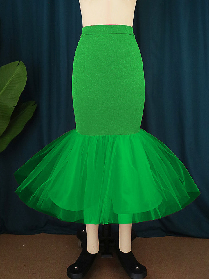Damen Eleganter Tüllrock mit voluminösem Saum Drune