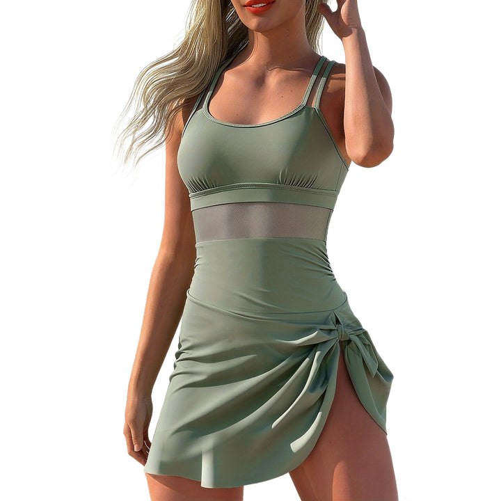 Damen Sportlicher Badeanzug mit modischem Wickelrock Drune