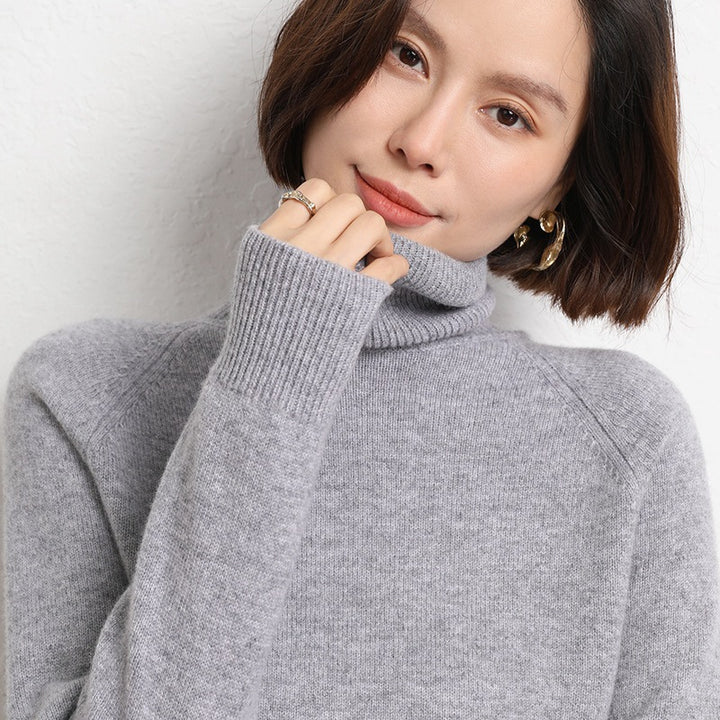 Damen Schlanker Rollkragenpullover aus feinem Strick mit Raglanärmeln Drune