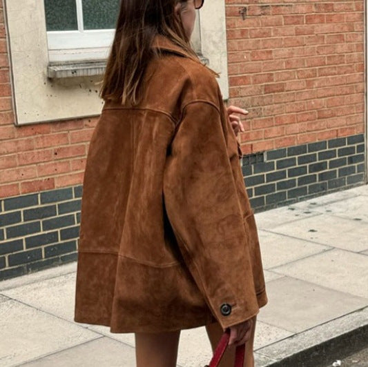 Damen Wilde Velourjacke im lässigen Chic Drune