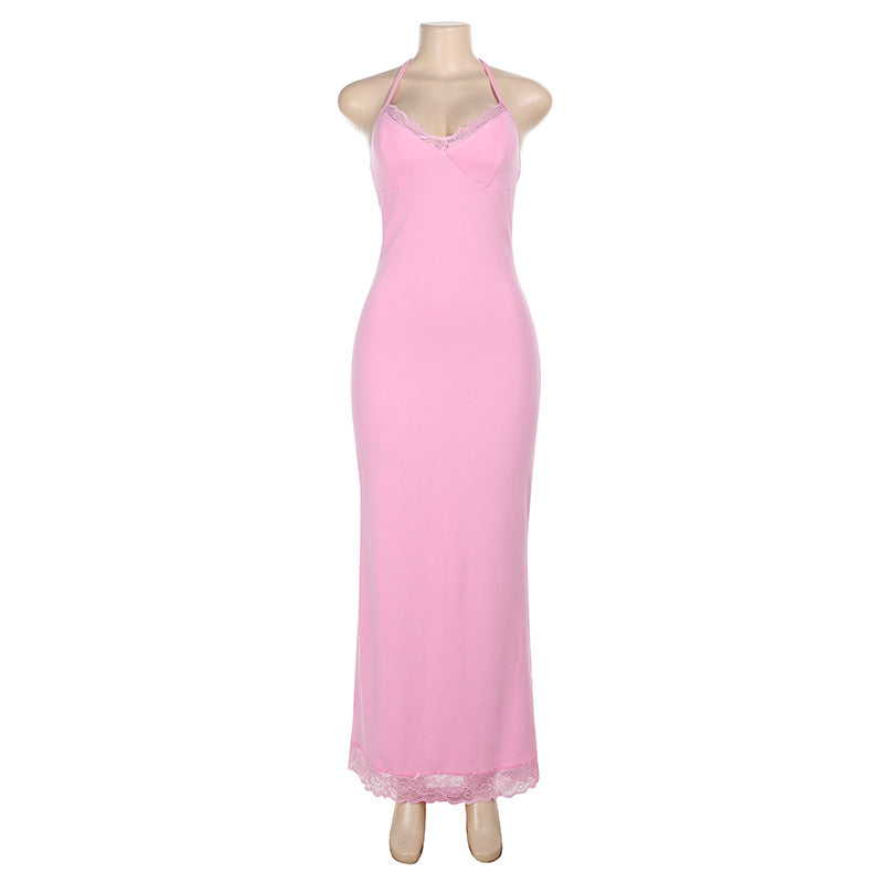 Damen elegantes Nachtkleid mit Spitzendetail Drune