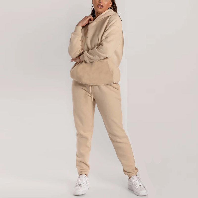 Damen gemütliches Fleece-Hoodie- und Jogginghosen-Set Drune