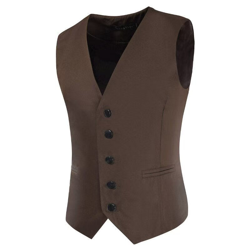 Herren Satin-Smokingsweste mit taillierter Passform, V-Ausschnitt und eleganter Knopfleiste Drune
