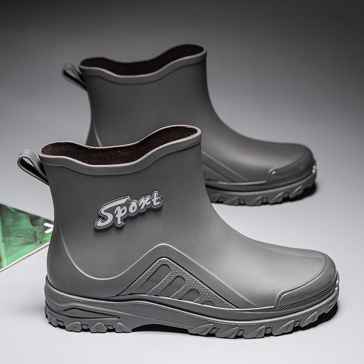 Unisex Kurzschaftige wasserdichte Gummistiefel mit profiliertem Outdoor-Laufsohlen-Design Drune
