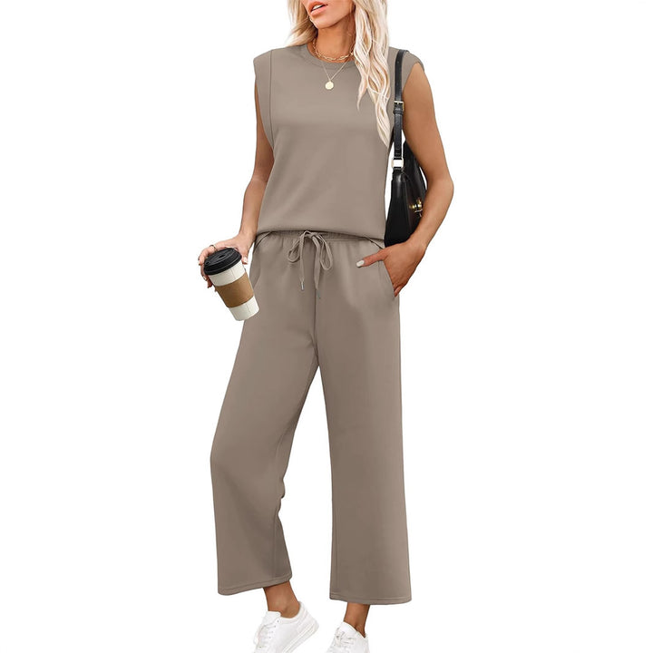 Damen Relaxed Fit Jumpsuit mit verkürzten Ärmeln und bequemem Bund Drune