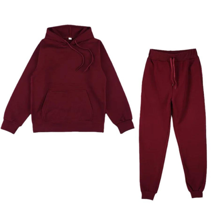Unisex weiches Lounge-Set mit Oversize-Hoodie, taillenhoher Jogginghose und geripptem Knöchelabschluss Drune
