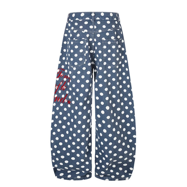 Damen Weite Culotte-Jeans mit Polka-Dot, ballonförmigem Saum und hoher Taille Drune