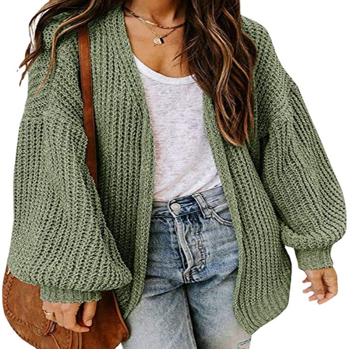 Damen Grobstrick-Pullover mit voluminösen Ärmeln und lässigem Schnitt Drune