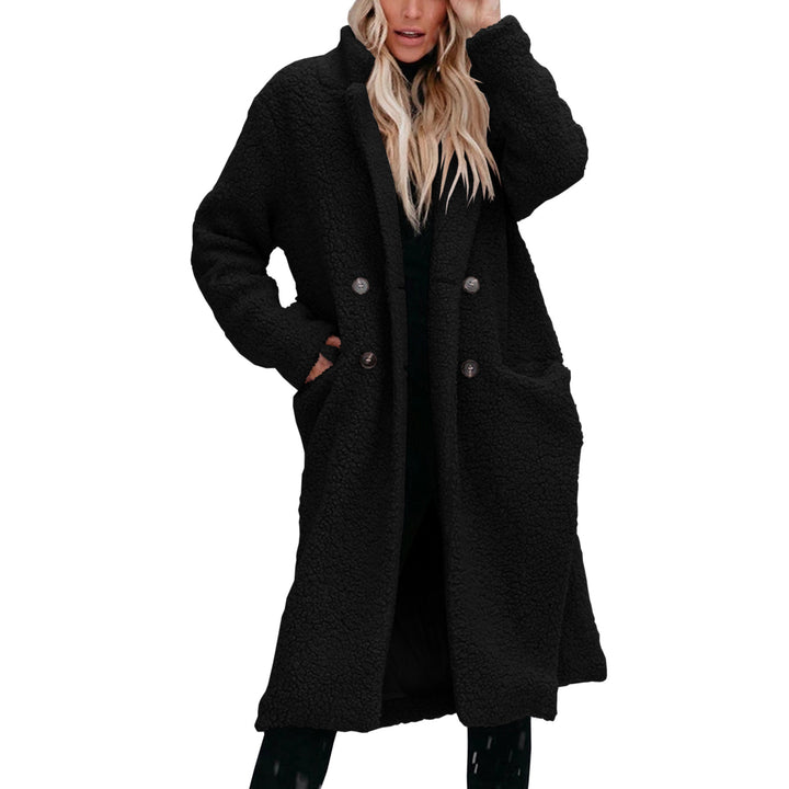 Damen Modischer Teddy-Mantel mit Knöpfen Drune