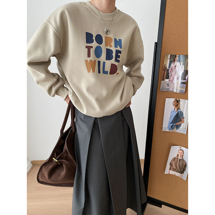 Damen Sweatshirt mit buntem Grafikdruck und lässigem Schnitt Drune