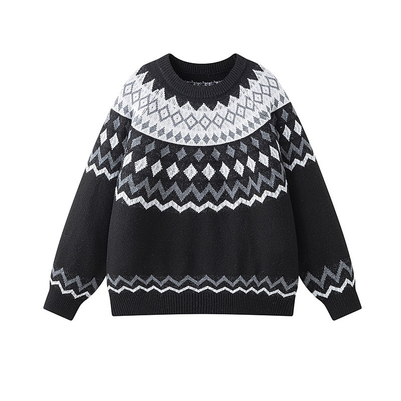 Damen Grobstrickpullover mit geometrischem Muster Drune
