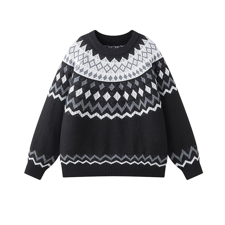 Damen Grobstrickpullover mit geometrischem Muster Drune