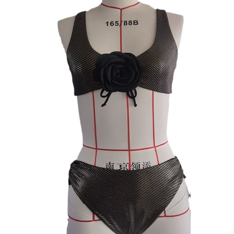 Damen Bikini-Set mit floraler Applikation und glamourösen Akzenten Drune