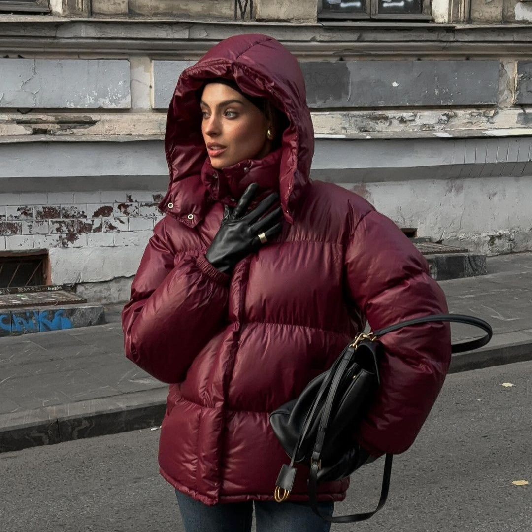 Damen Steppjacke mit voluminösem Schnitt und hohem Kragen Drune