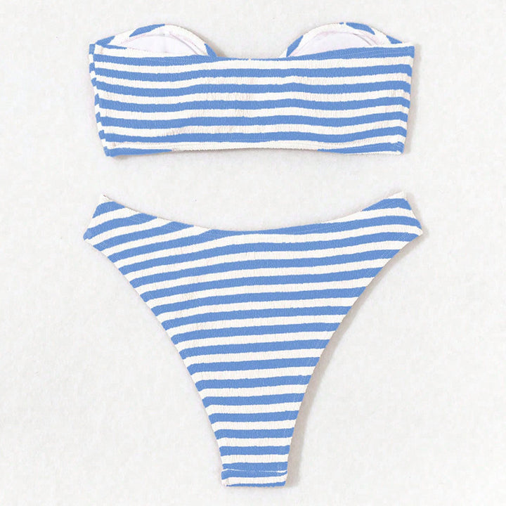 Damen Bandeau-Bikini mit modischem Knotendesign und hochgeschnittenem Höschen Drune