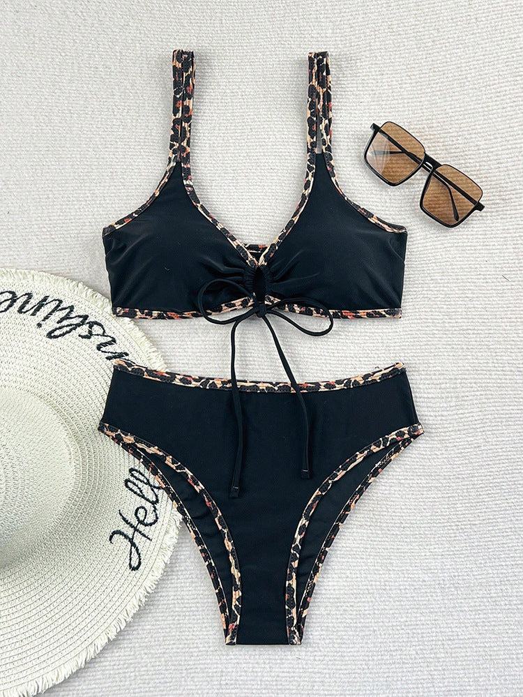 Damen Bikini-Set mit elastischen Trägern und animalischem Muster Drune