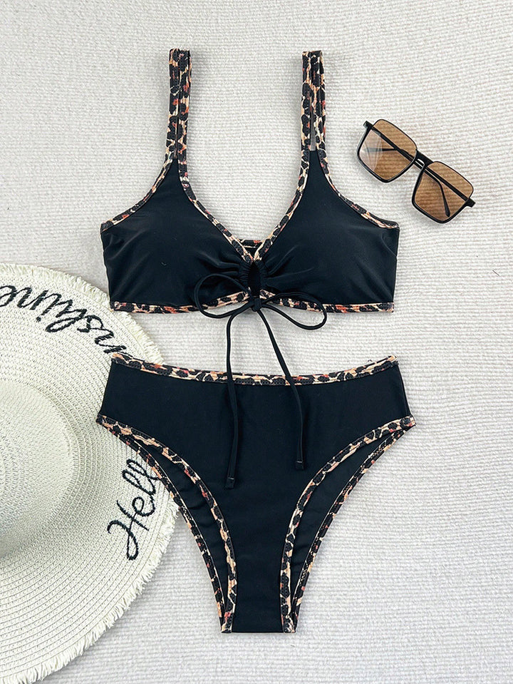 Damen Bikini-Set mit elastischen Trägern und animalischem Muster Drune