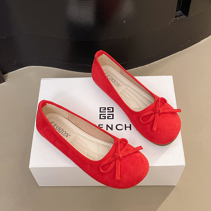 Damen elegante Ballerinas mit zierlichem Schleifendetail Drune
