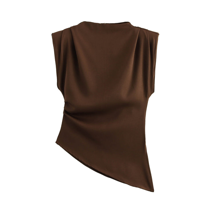 Damen elegantes ärmelloses Oberteil mit asymmetrischem Schnitt und feiner Drapierung Drune