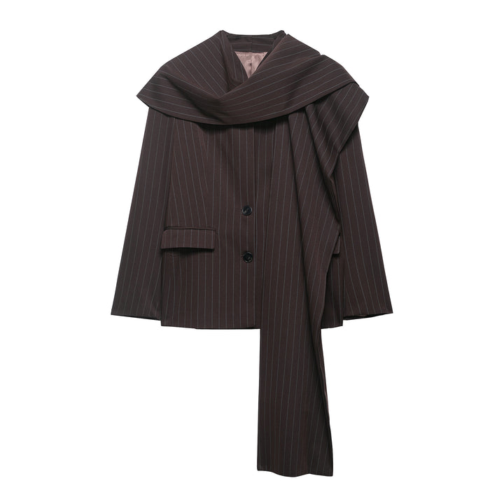 Damen Blazer mit übergroßem Schalkragen und langer Bindeschleife Drune