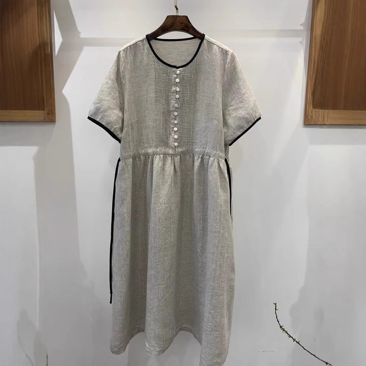 Damen Freizeit Kurzarm Hemdblusenkleid Drune