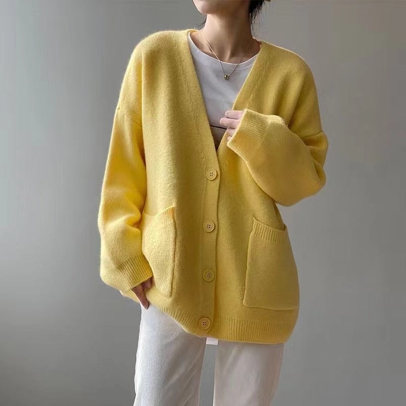 Damen Übergroßer Strickcardigan mit Taschen Drune