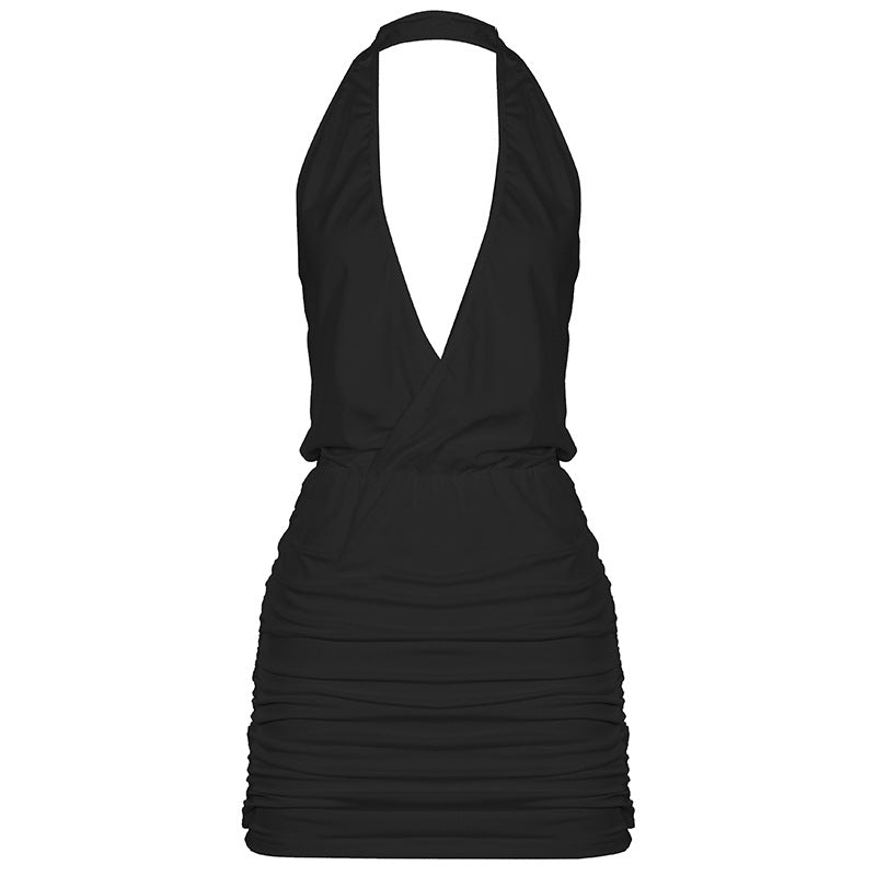 Damen Wickelkleid mit tiefem V-Ausschnitt und raffinierten Rüschen Drune