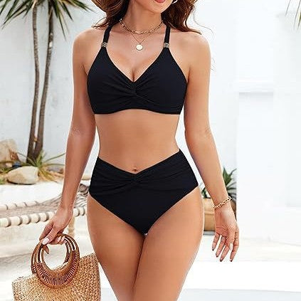 Damen Hochgeschnittenes Bikini-Set mit Twist-Detail Drune