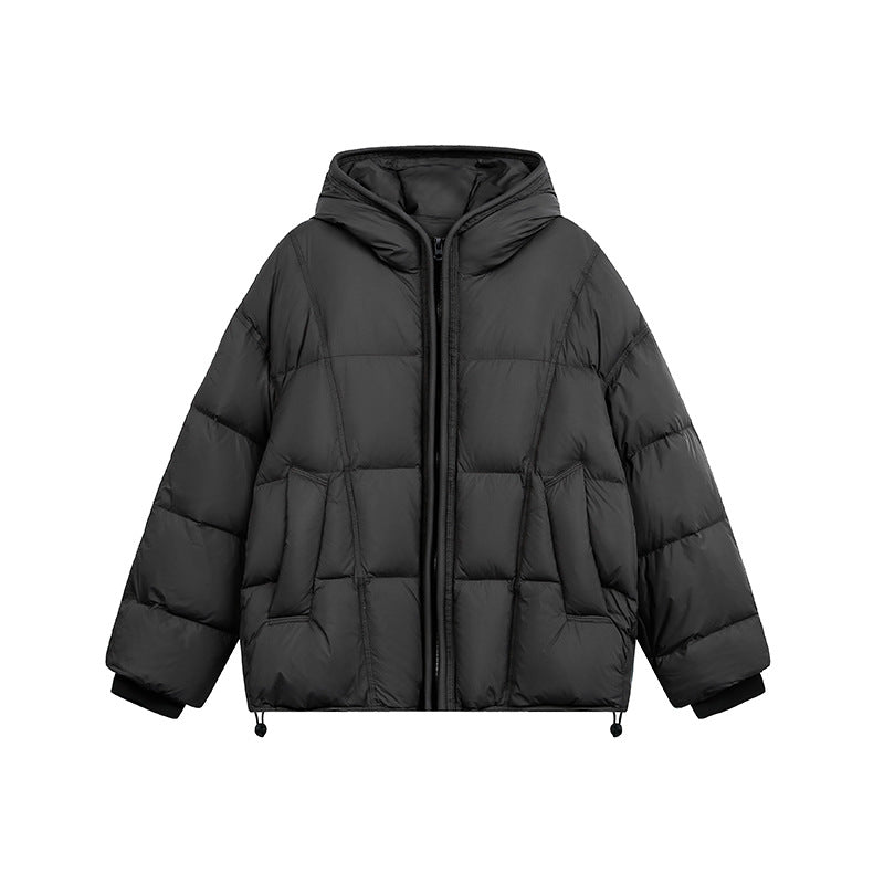 Damen Kurze Wattierte Kapuzenjacke mit Kordelzug und Reißverschluss Drune