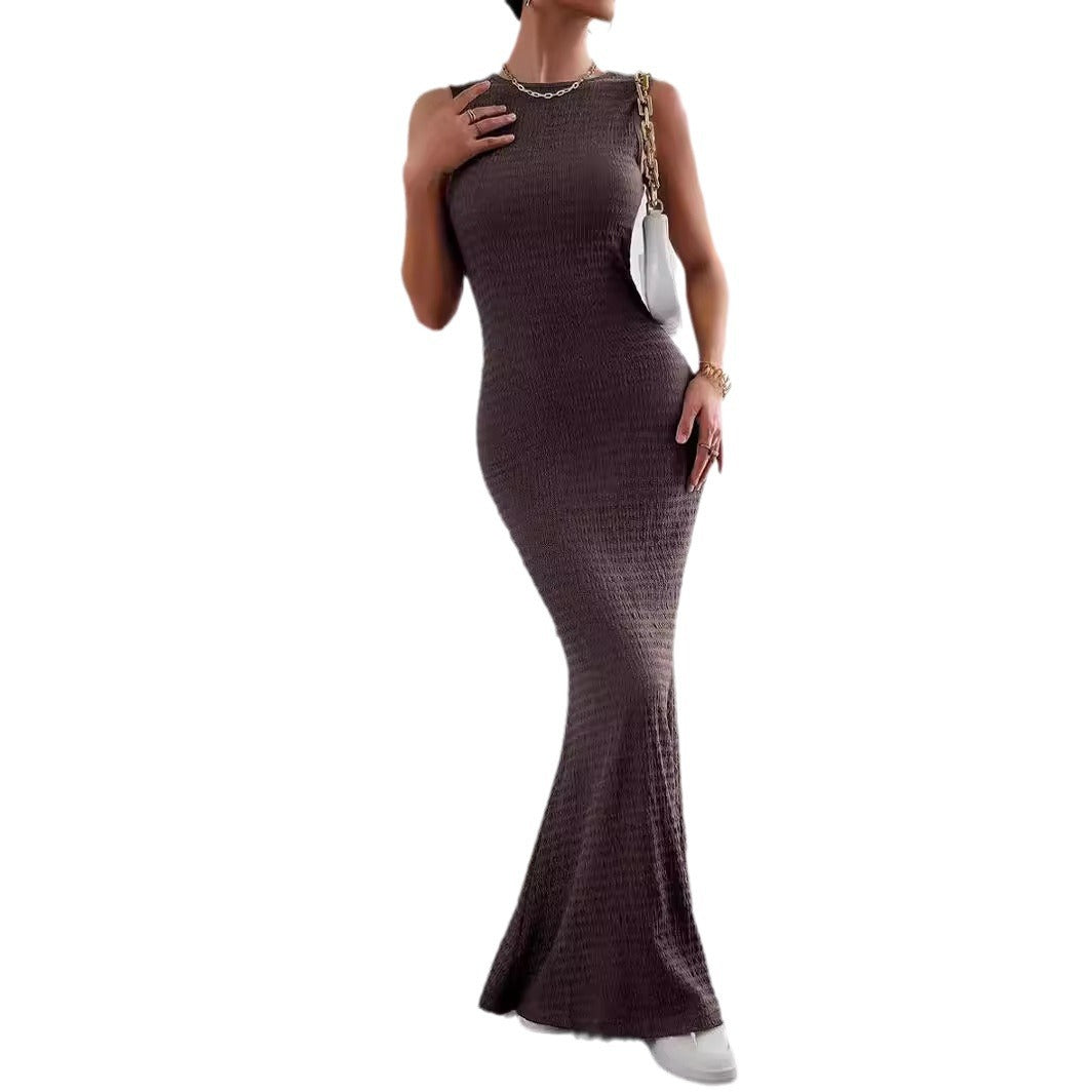 Damen elegantes Maxikleid mit innovativer Raffung und Taillengürtel Drune