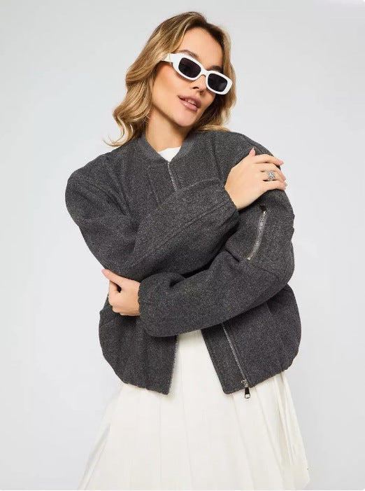 Damen modische Puffjacke mit praktischen Reißverschlusstaschen und elastischen Bündchen Drune