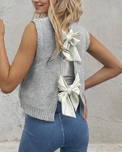 Damen Strickweste mit Schleifendetails Drune