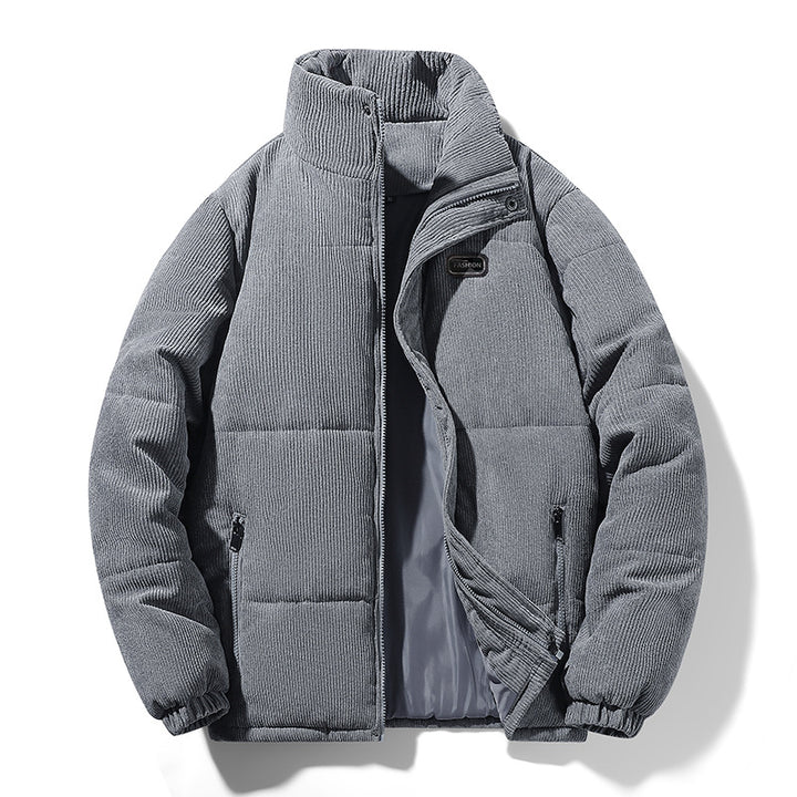 Herren gesteppte Cordjacke mit hohem Stehkragen, warmer Füllung und Reißverschlusstaschen Drune