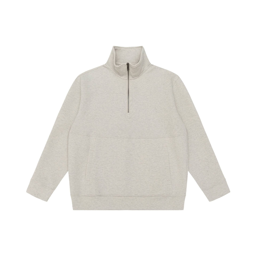 Unisex Halbzip-Sweatshirt mit hohem Stehkragen, Kängurutasche und Boxy-Schnitt Drune