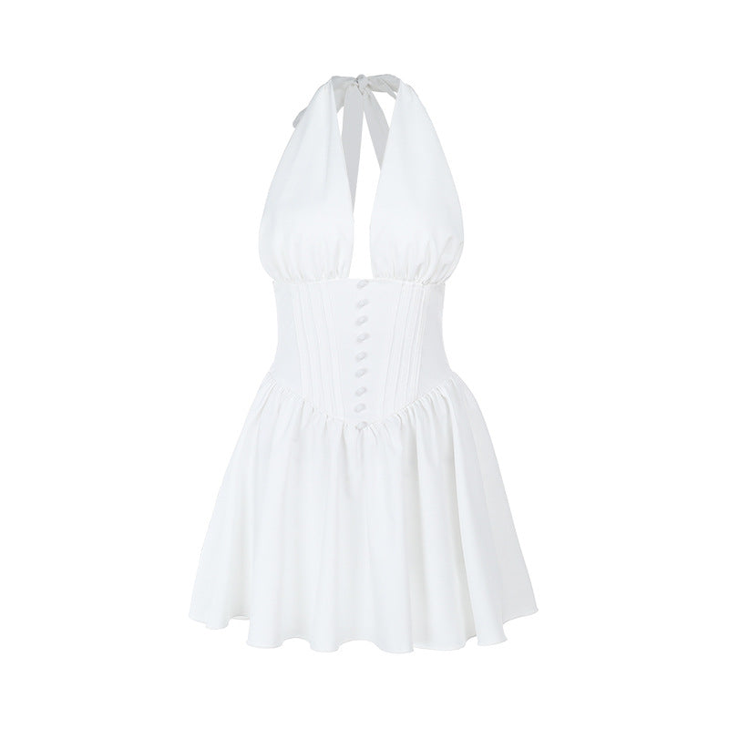 Damen elegantes Wickelkleid mit tiefem V-Ausschnitt und figurbetonter Taille Drune