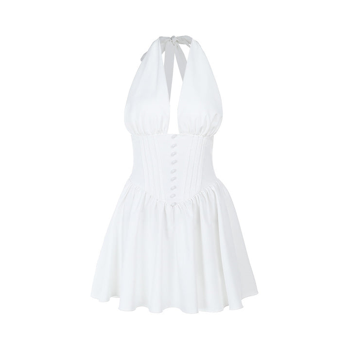 Damen elegantes Wickelkleid mit tiefem V-Ausschnitt und figurbetonter Taille Drune