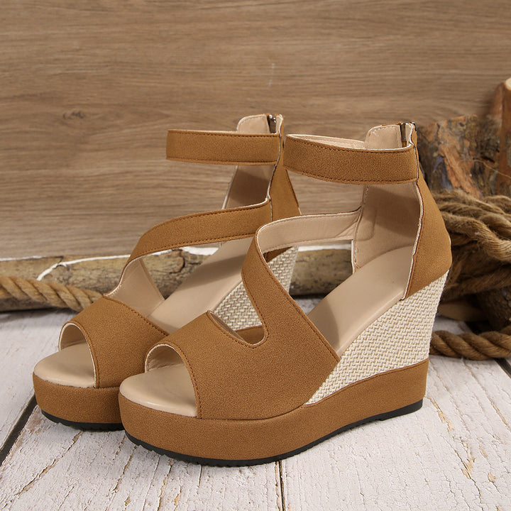 Damen Keil-Sandalen mit atmungsaktiven Riemen und rutschfester Sohle Drune