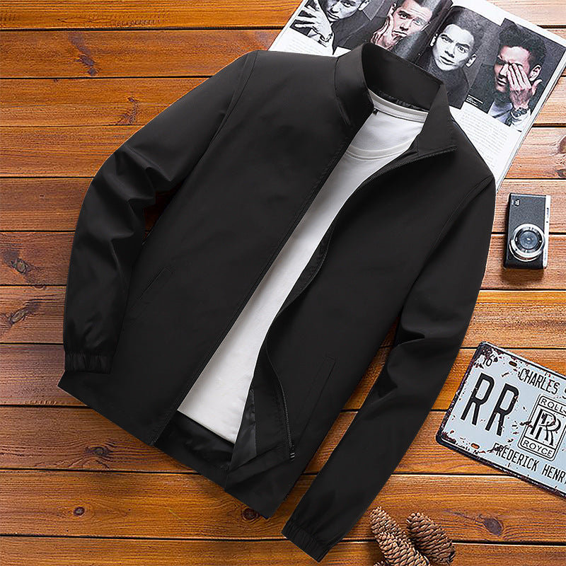 Herren Leichte Windbreaker‑Übergangsjacke mit Stehkragen, elastischen Bündchen und verdecktem Reißverschluss Drune