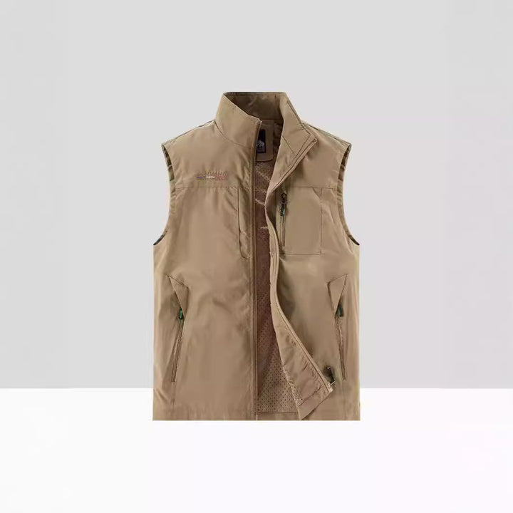 Herren Leichte Atmungsaktive Outdoor-Softshellweste mit Mesh-Innenfutter und Mehrfach-Reißverschlusstaschen Drune