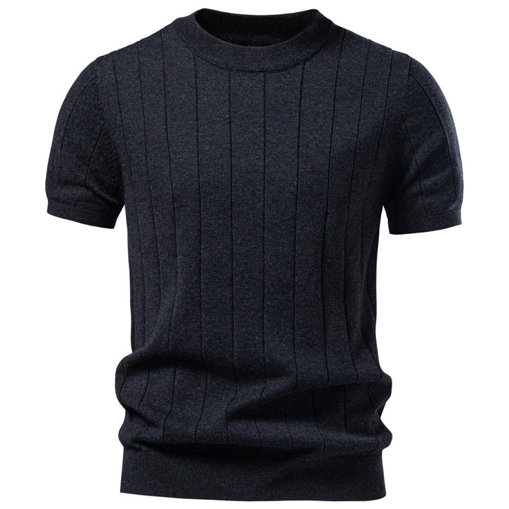 Herren nan leichter Kurzarm-Strickpullover mit feiner Rippenstruktur und Rundhalsausschnitt Drune